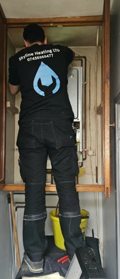Skyline Heating engineer working on a boiler